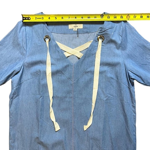 Entro Tunic Blue Chambray Dress Nautical Short Sleeve Size M - Picture 6 of 9